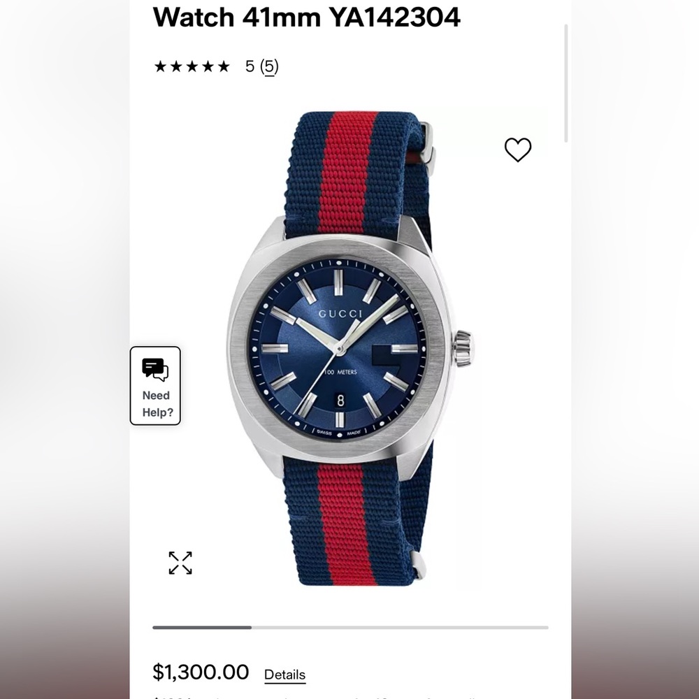 Gently Used Gucci Swiss Blue/Red Nylon Strap 41mm - Picture 8 of 8
